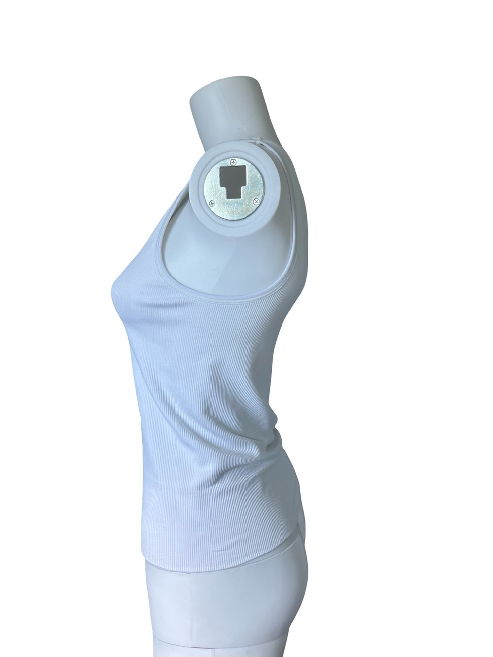 Athleta Aurora Tank White Seamless Athletic V Neck Ribbed Knit Womens Size Small - Picture 3 of 9